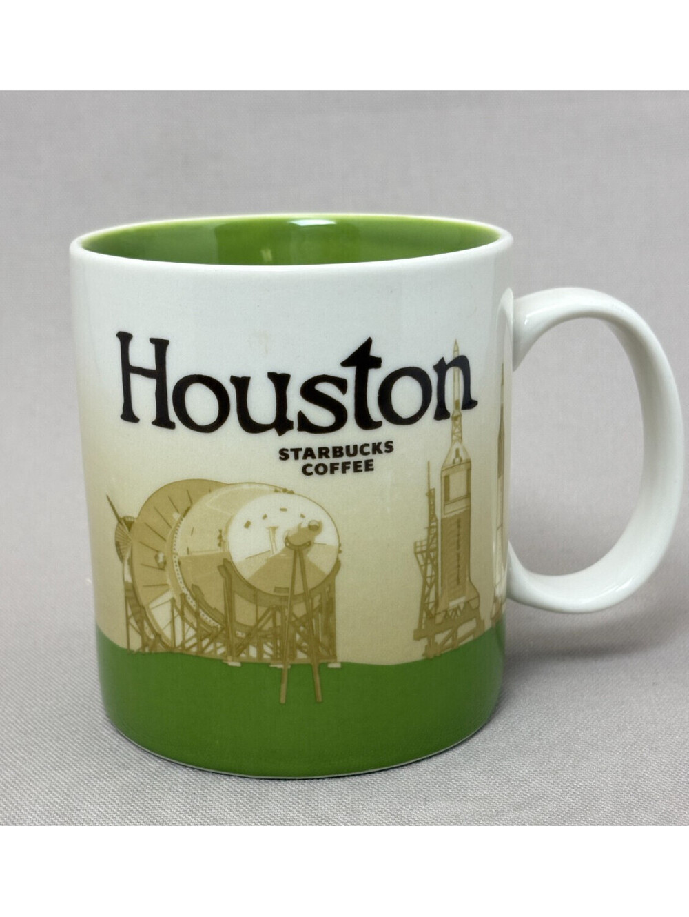 Starbucks Houston Global Icon Series Coffee Mug Cup 2012 NASA Space 16 oz Green